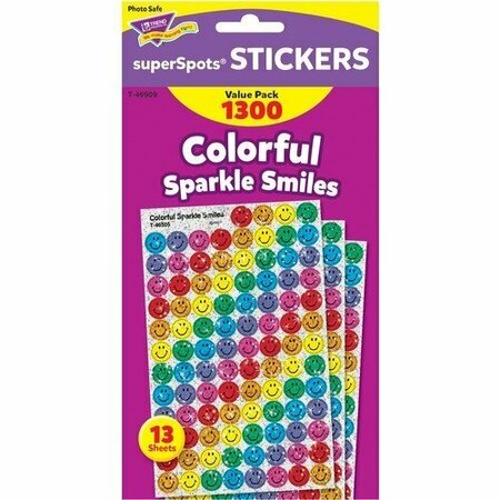 TREND ENTERPRISES Stickers, Colorful Sparkle Smiles, 1300 Stickers, Multi, 1300PK TEPT46909